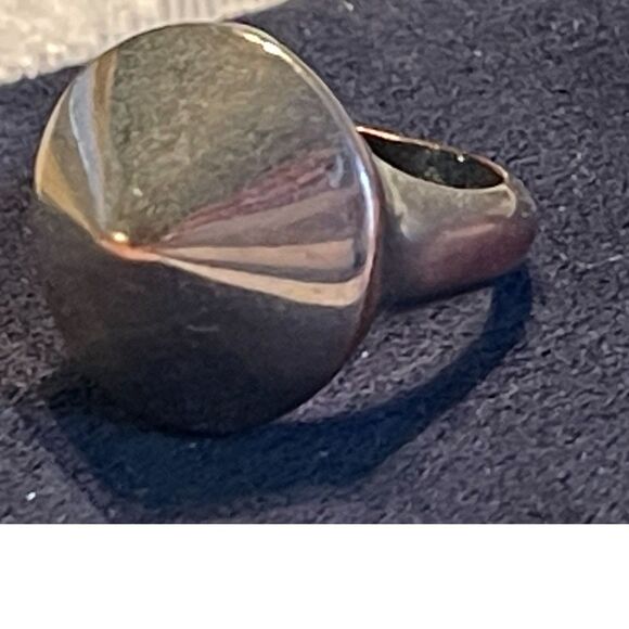 Vintage Dome Large Chunky Statement Oval Plated Silver & Copper Ring SIZE 7.5 - Picture 1 of 7